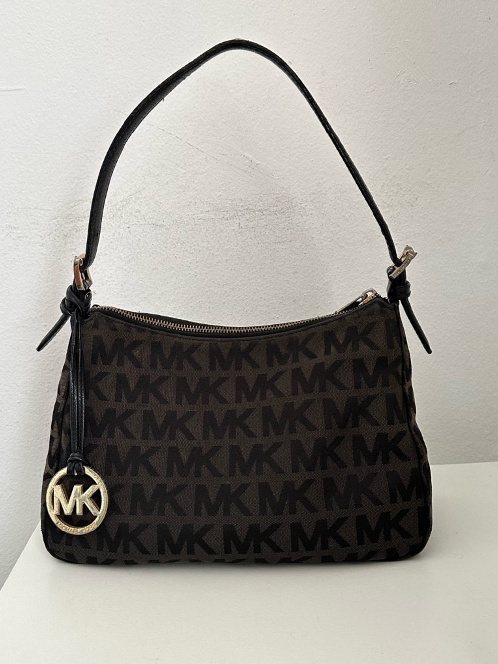MICHAEL Michael Kors Brown/Black Signature Canvas Shoulder Bag MK Logo